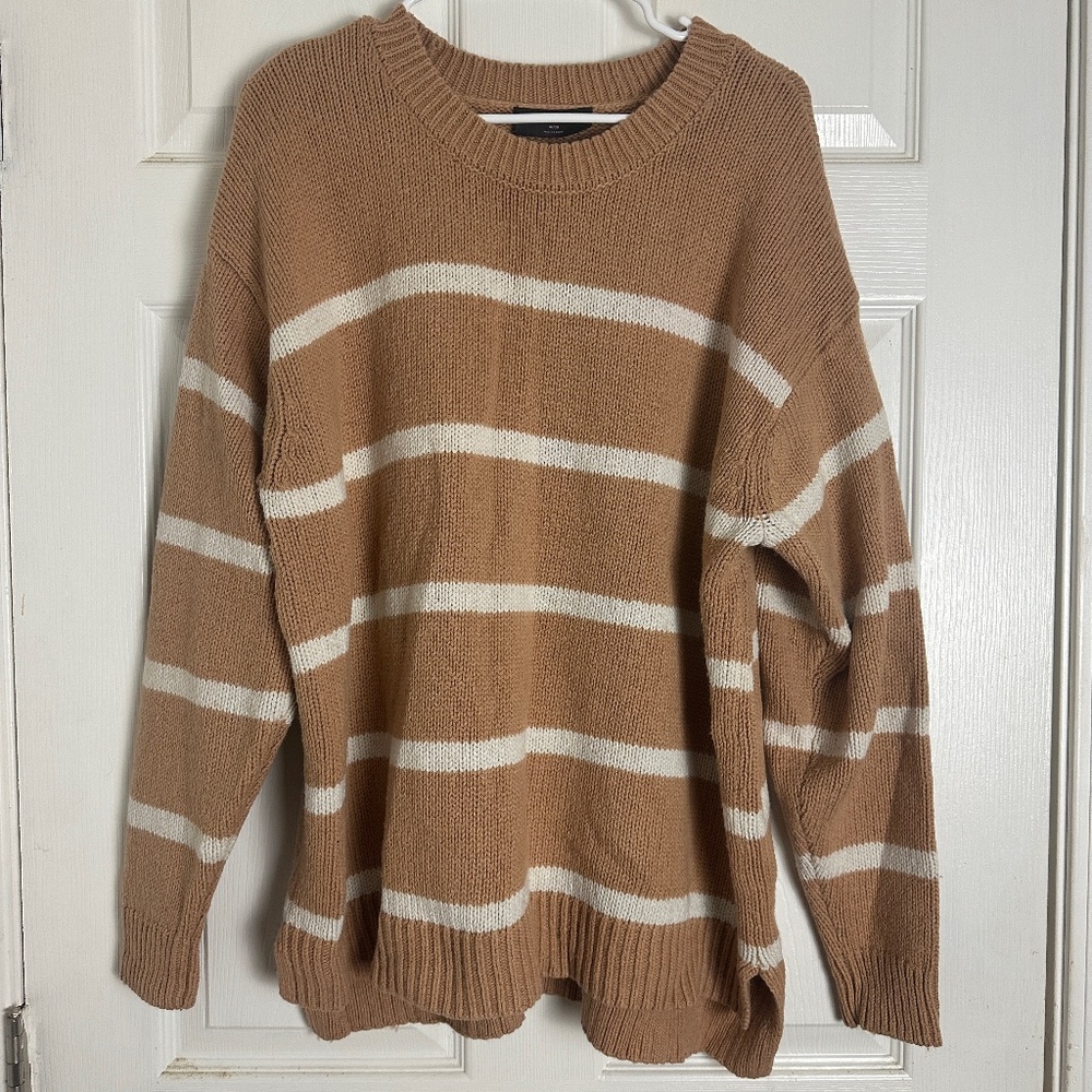 ! Lane Bryant Brown Striped Winter Cozy Preppy Knit Sweater Women Size 18/20